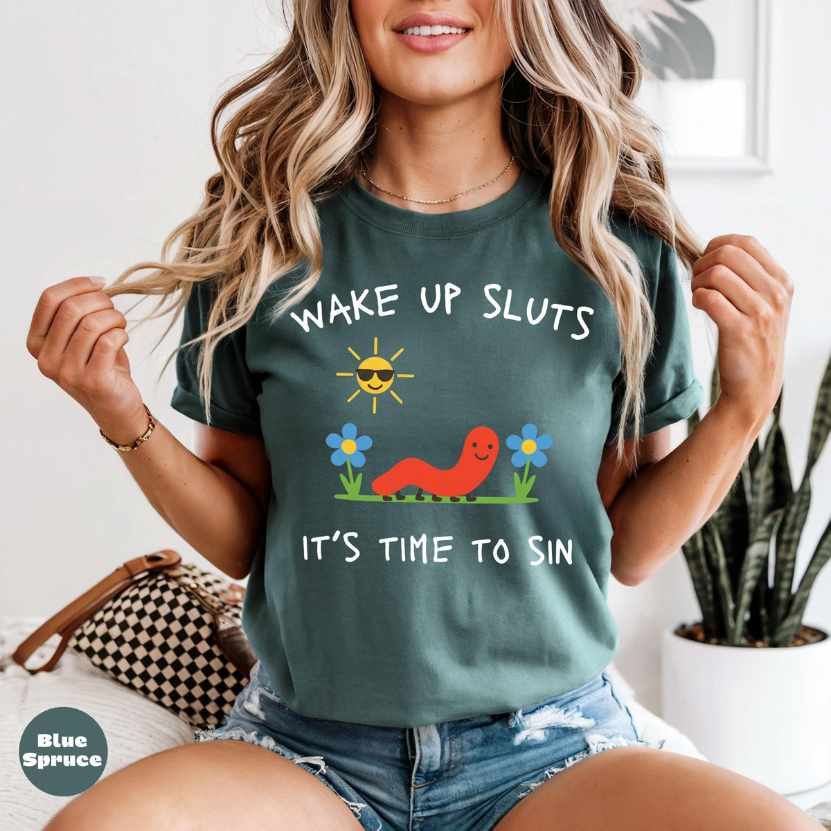 Wake Up Sluts It's Time To Sin Comfort Colors Shirt, Funny Morning Graphic Tee, Adult Humor Gift Shirt