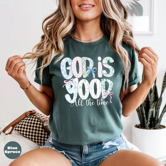Comfort Colors Christian Tee, God Is Good Floral Graphic, Vintage Style