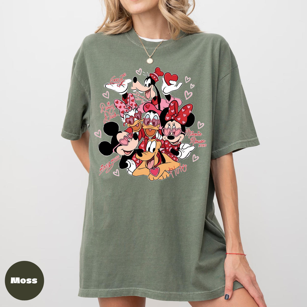 Comfort Colors Valentines Cartoon Shirt, Hearts Graphic Tee