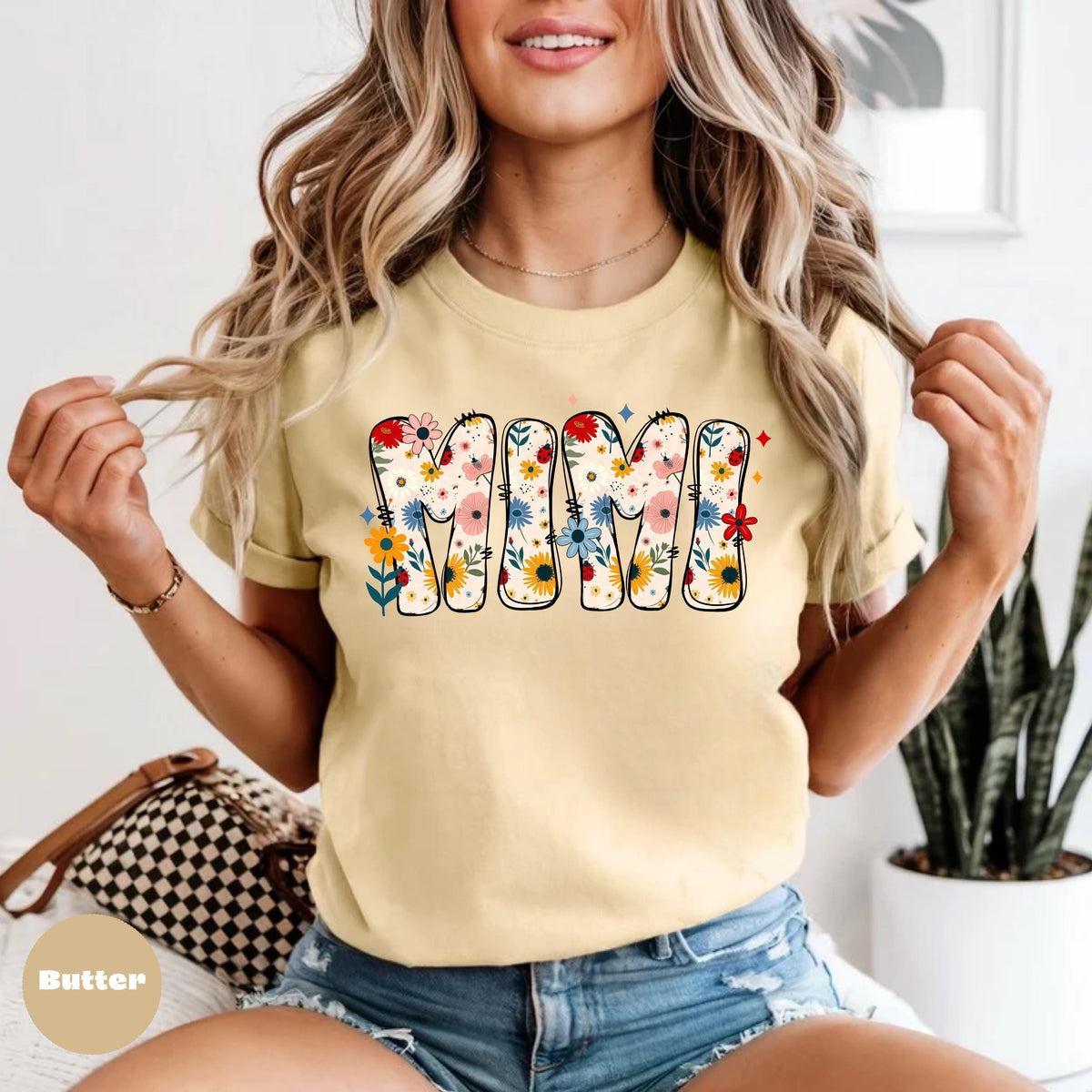Retro Floral Mama Shirt, Personalized Name Shirt, Custom Mama Gift