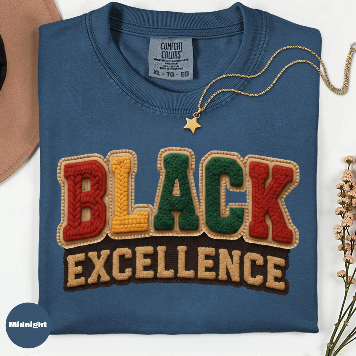 Black Excellence Comfort Colors Shirt, Retro Varsity Graphic Tee, Cultural Pride Statement Shirt