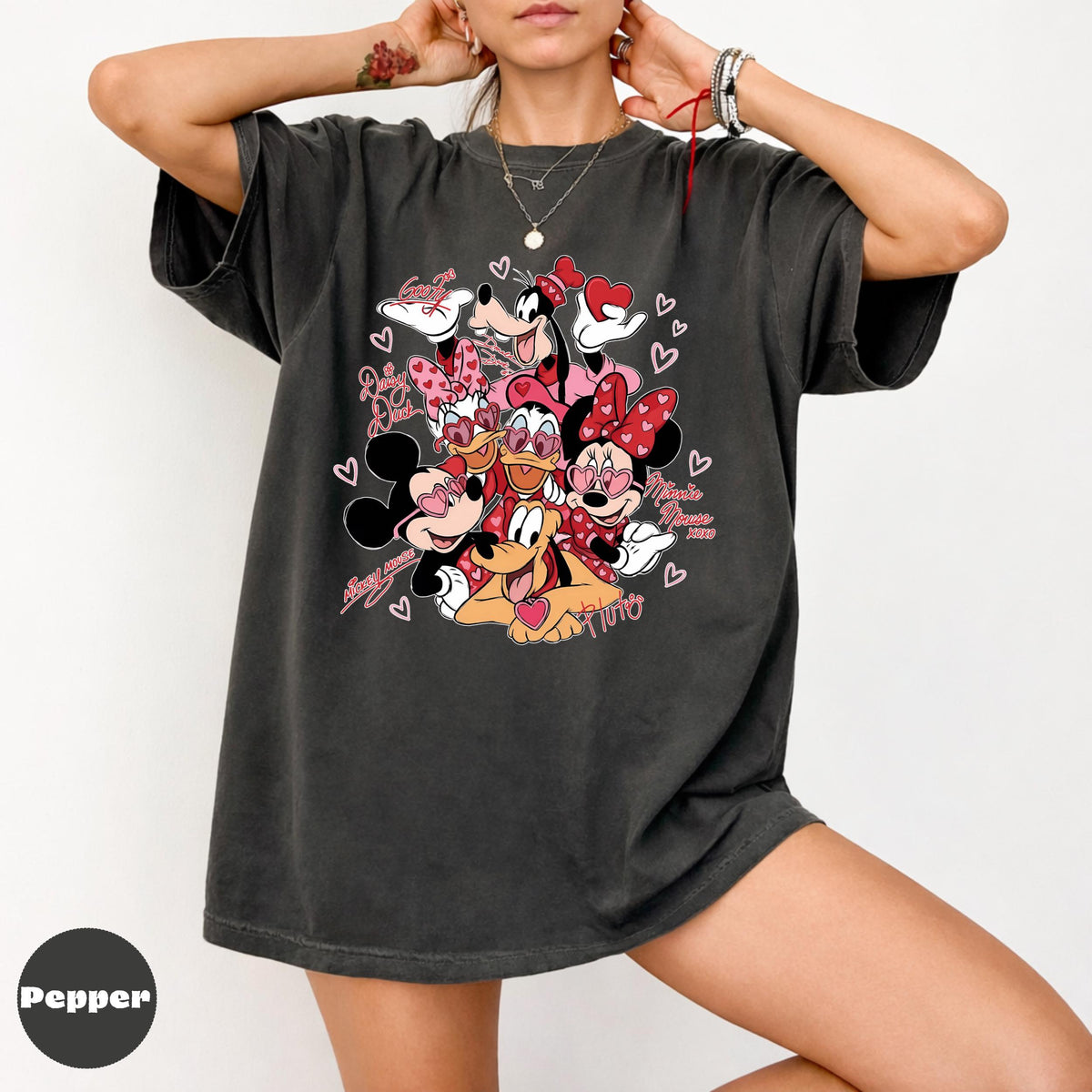 Comfort Colors Valentines Cartoon Shirt, Hearts Graphic Tee