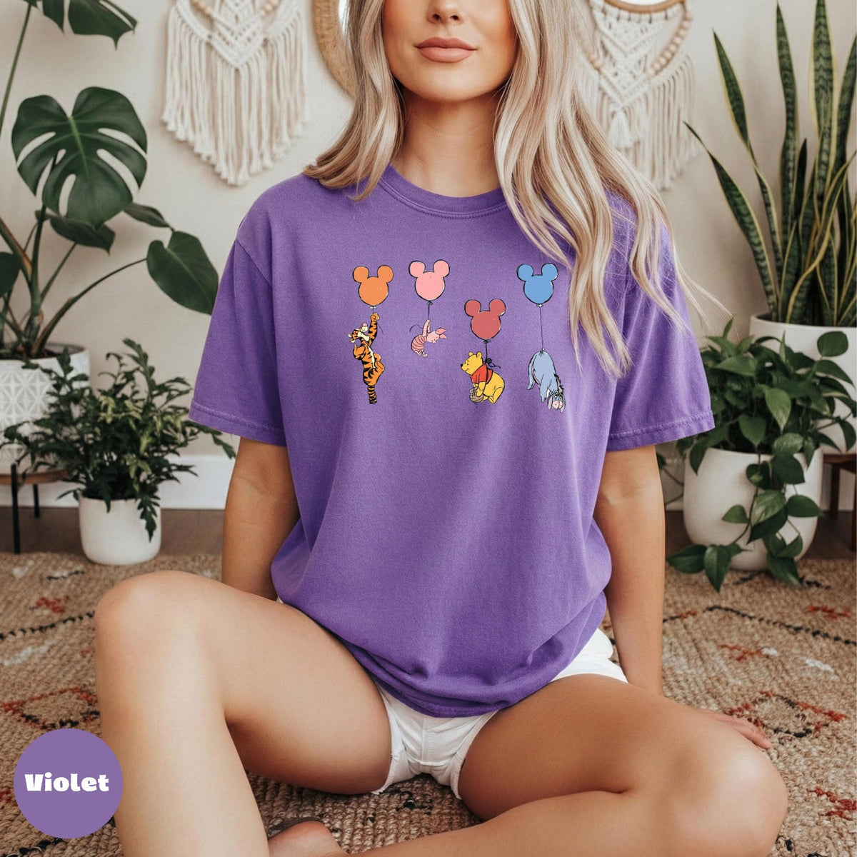 Comfort Colors Cartoon Animal Balloon Shirt, Whimsical Graphic Tee