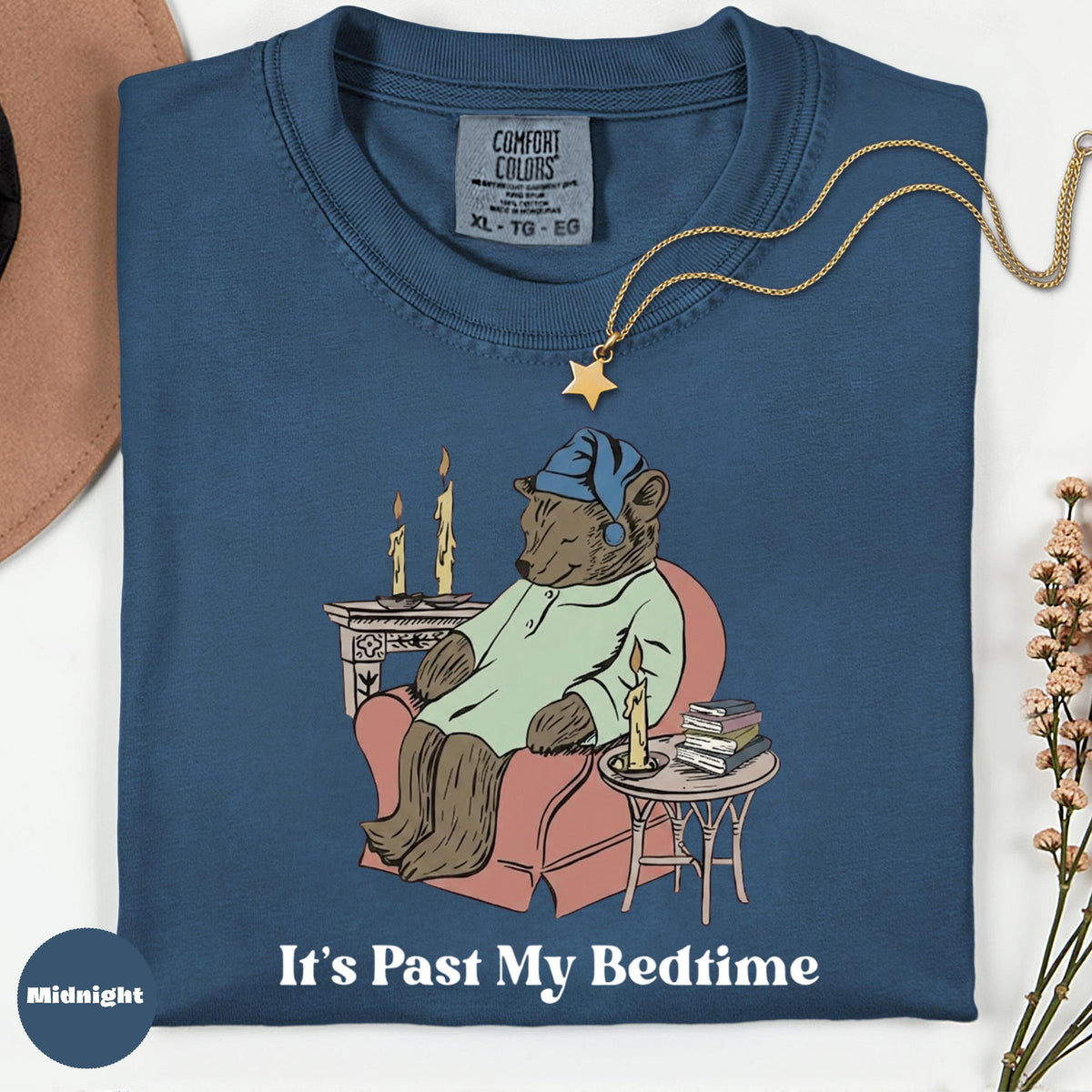 Its Past My Bedtime Comfort Colors Shirt, Funny Bear Pajama Tee, Sleepy Introvert Gift