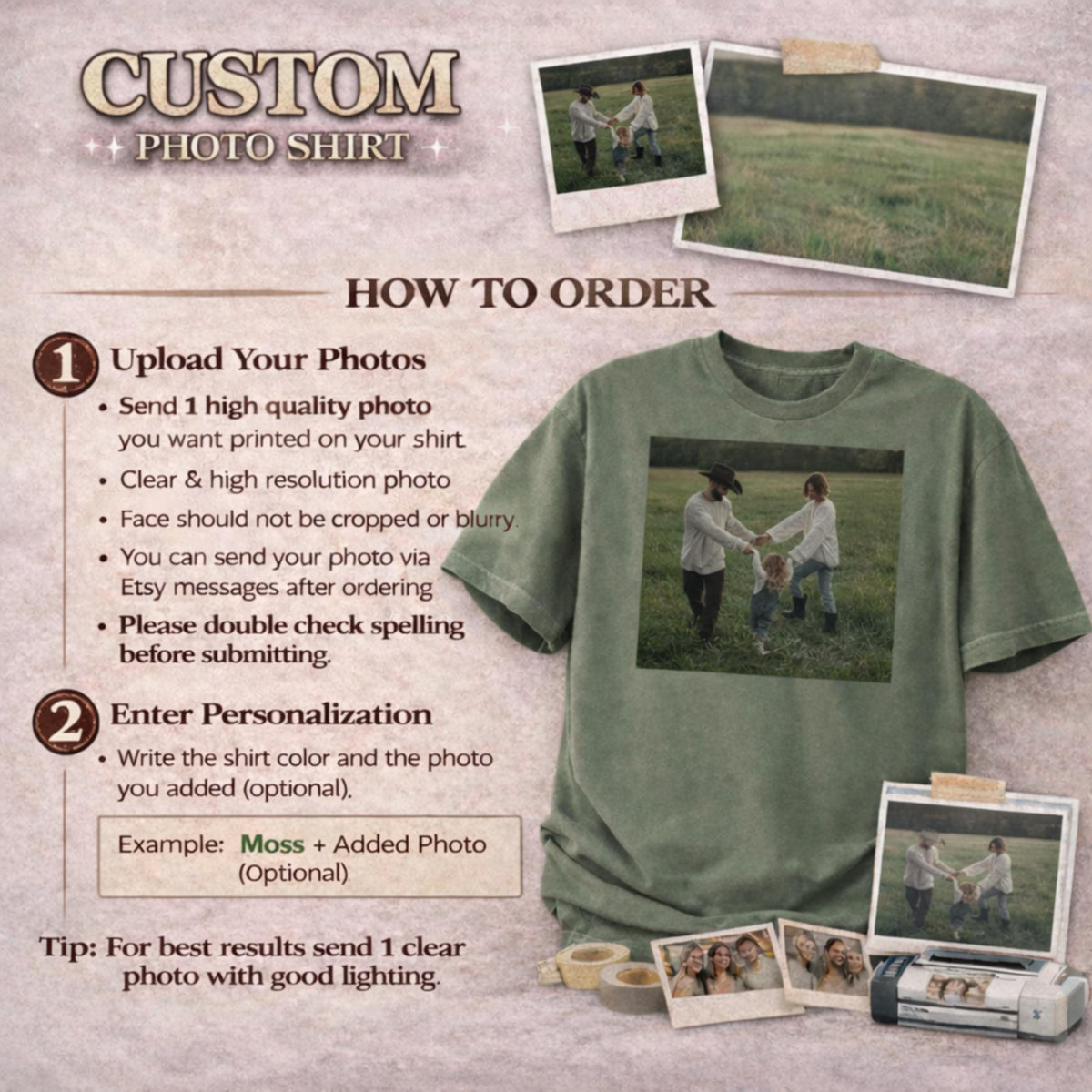 Custom Photo Comfort Colors Shirt, Personalized Picture Tee