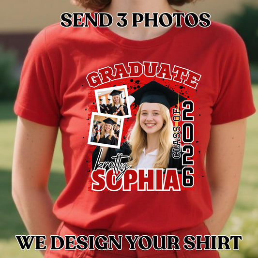 Custom Photo Graduation Shirt 2026, Personalized Graduate Tee