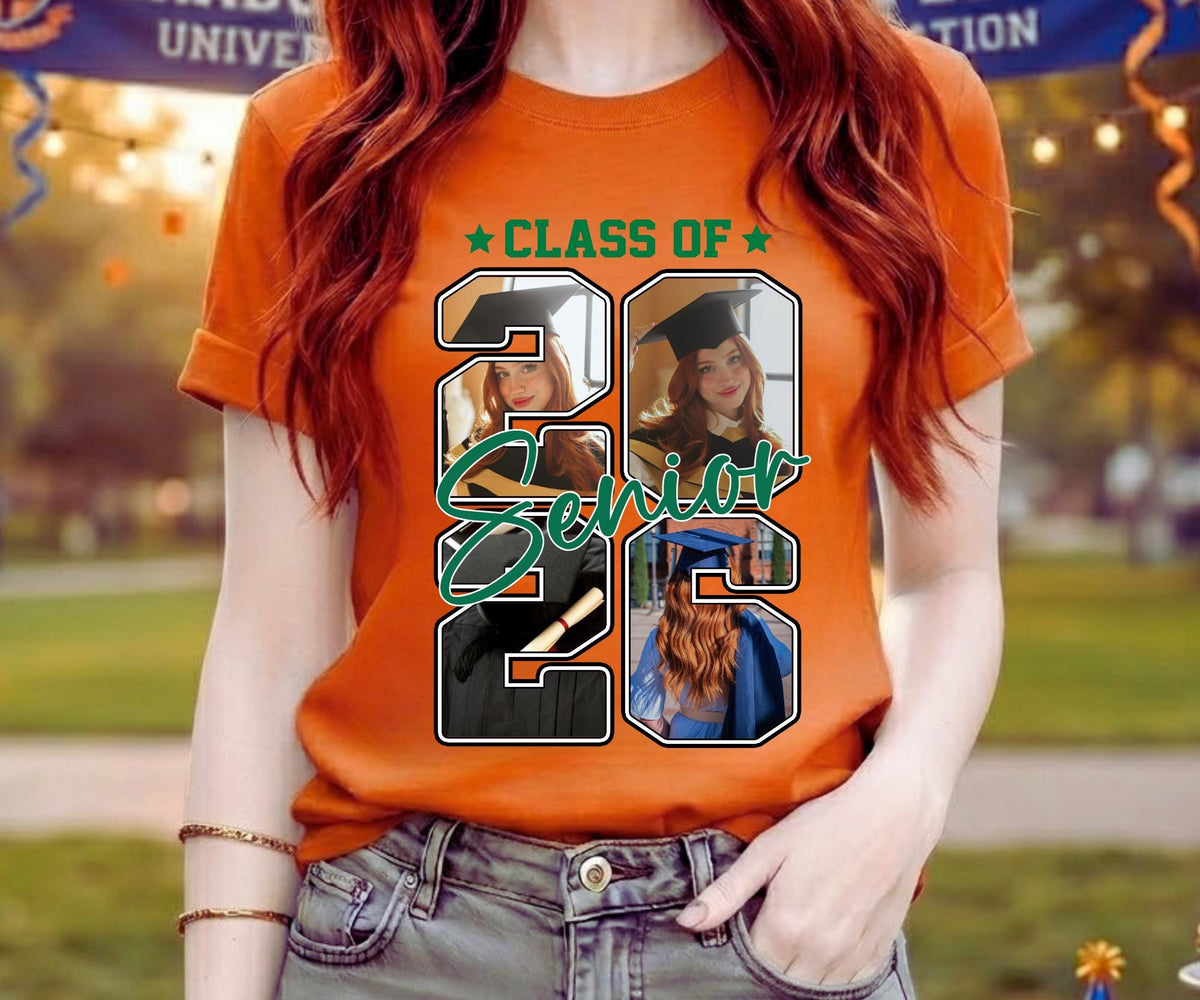Custom Photo Senior 2026 Graduation Shirt, Personalized Graduation Tee, Senior Photo Collage Shirt