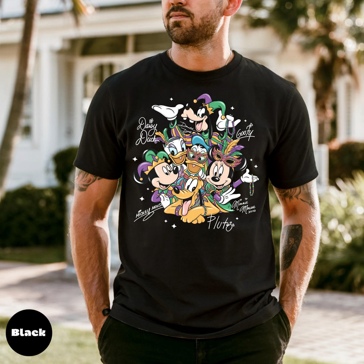 Mardi Gras Cartoon Friends Comfort Colors Shirt, Carnival Character Graphic Tee, Festive Vacation Gift
