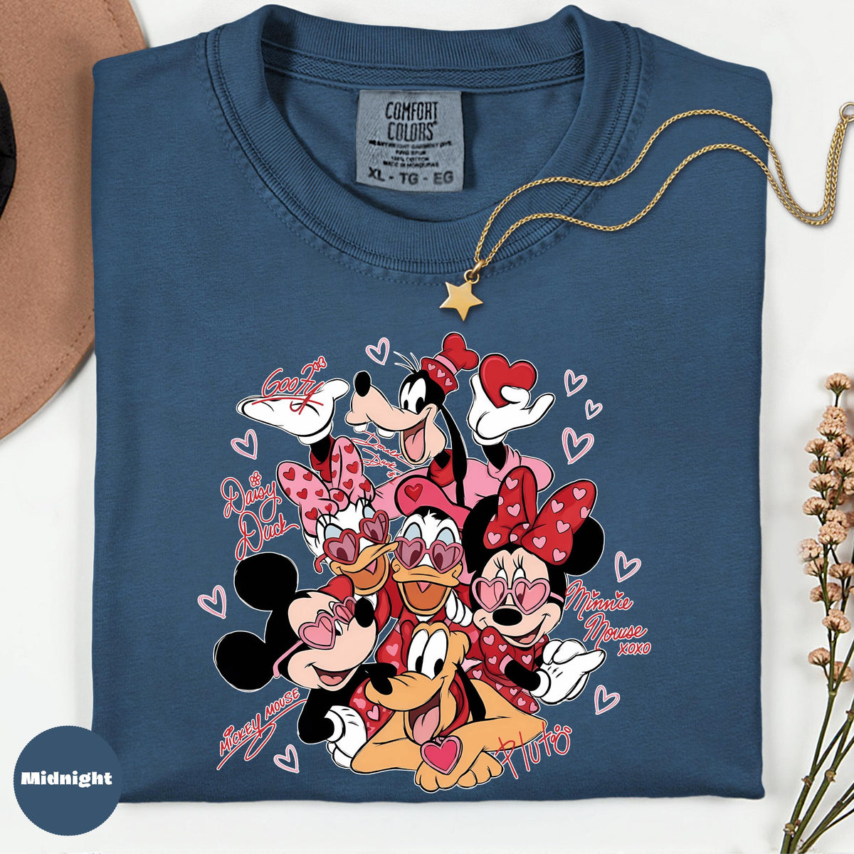 Comfort Colors Valentines Cartoon Shirt, Hearts Graphic Tee