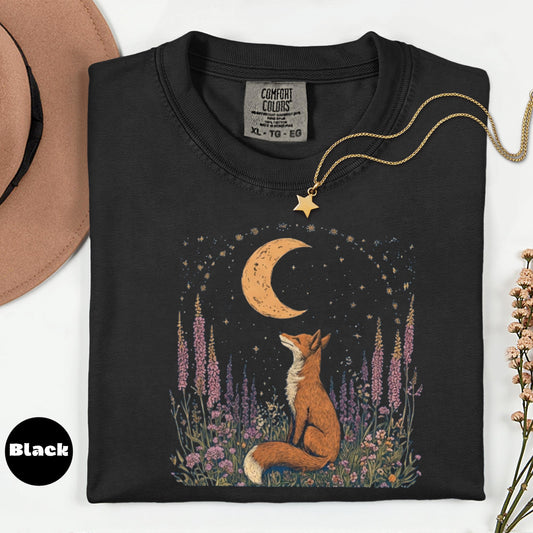 Comfort Colors Fox Moon T-Shirt, Cottagecore Graphic Tee
