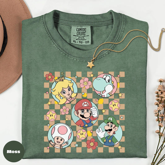 Comfort Colors Retro Gamer T-Shirt, Vintage Game Characters Graphic Tee