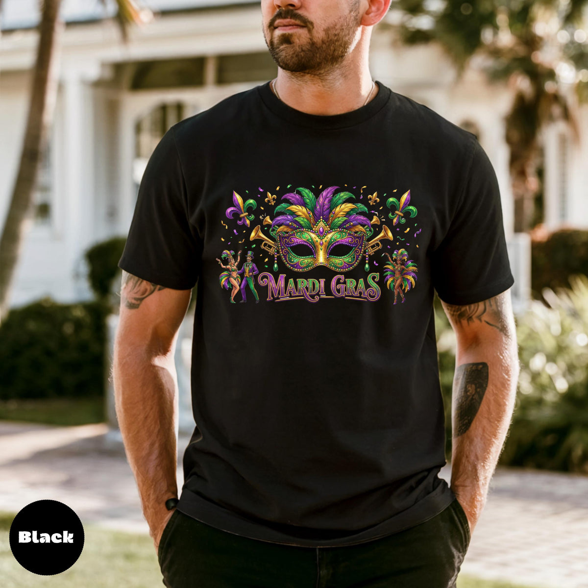 Mardi Gras Comfort Colors Shirt, Carnival Mask Graphic Tee, New Orleans Festival Outfit