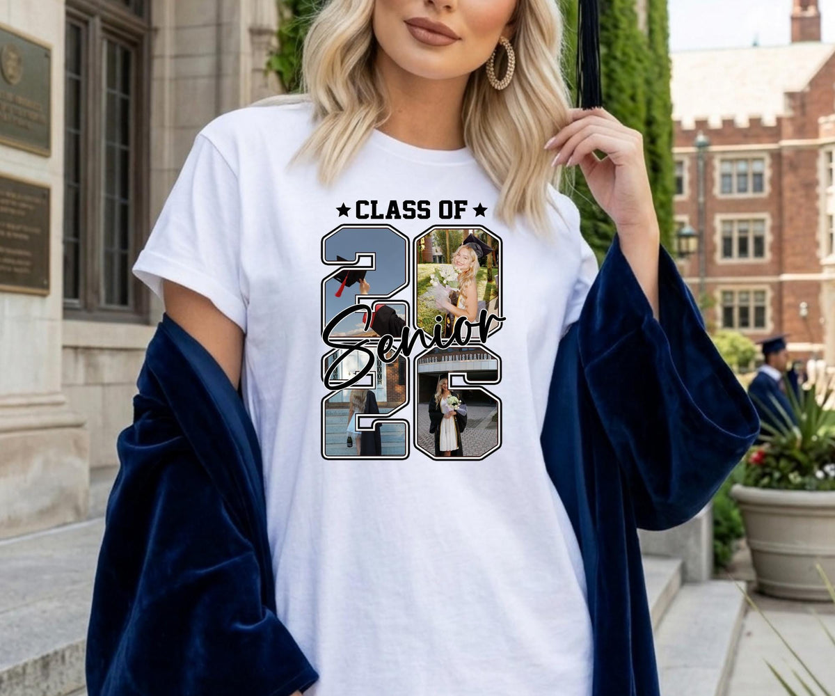 Custom Photo Senior 2026 Graduation Shirt, Personalized Graduation Tee, Senior Photo Collage Shirt