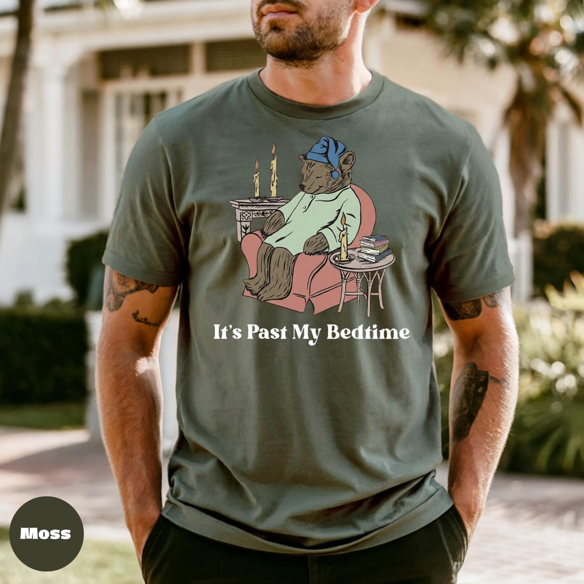 Its Past My Bedtime Comfort Colors Shirt, Funny Bear Pajama Tee, Sleepy Introvert Gift