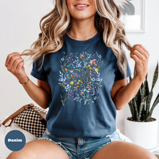 Comfort Colors Wildflower Graphic T-Shirt, Cottagecore Floral Tee