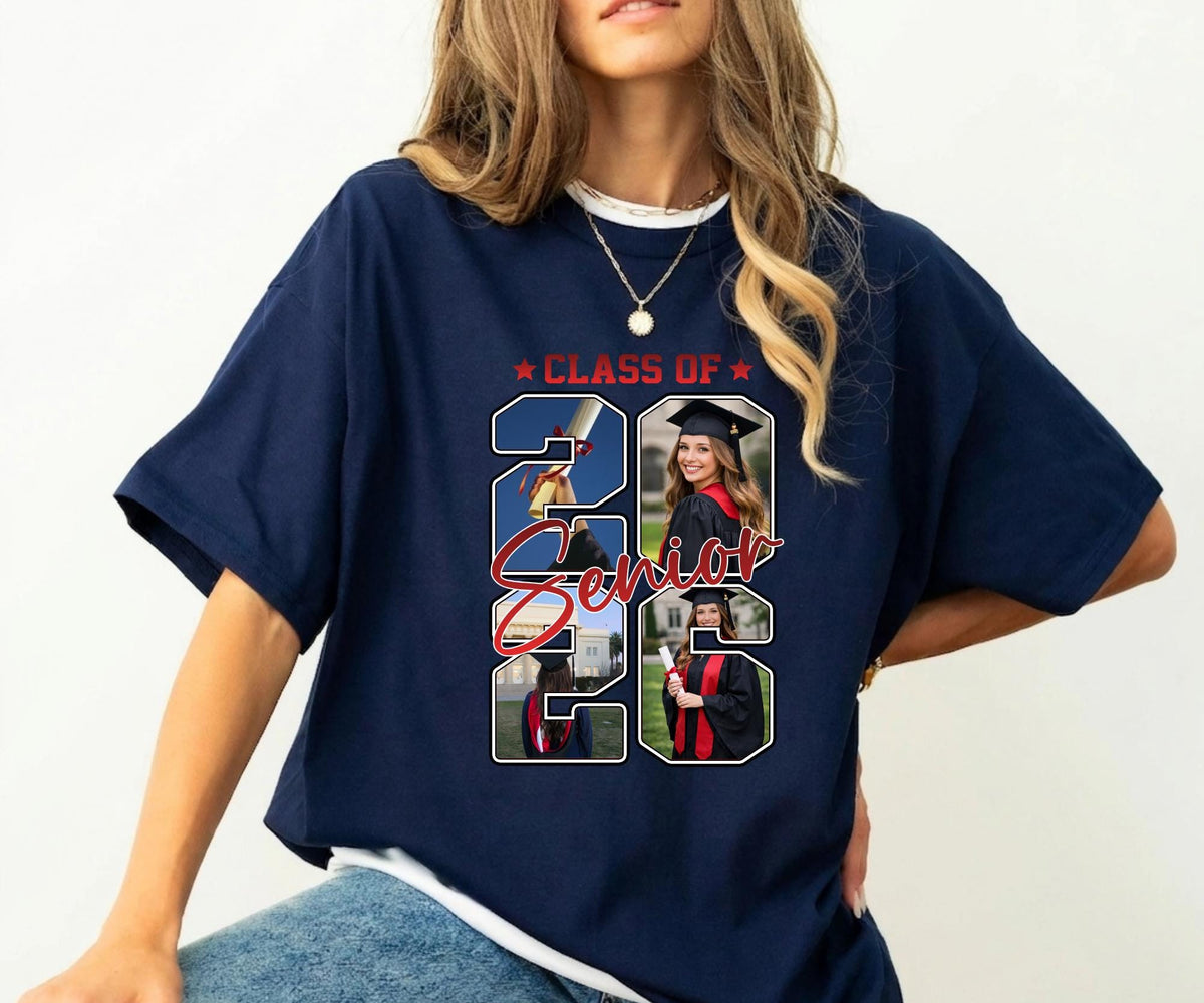 Custom Photo Senior 2026 Graduation Shirt, Personalized Graduation Tee, Senior Photo Collage Shirt