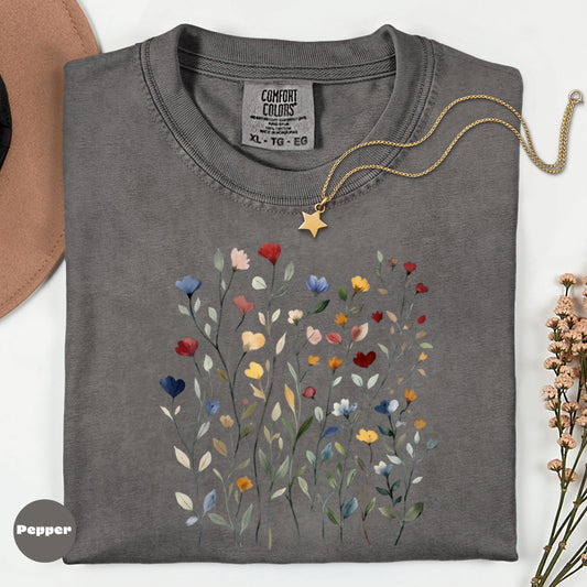 Comfort Colors Wildflower Graphic T-Shirt, Cottagecore Floral Tee
