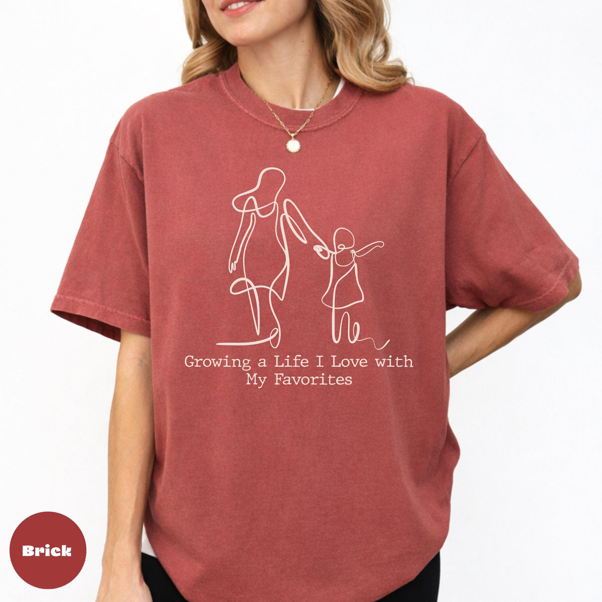 Mama Daughter Line Art Comfort Colors Shirt, Motherhood Gift