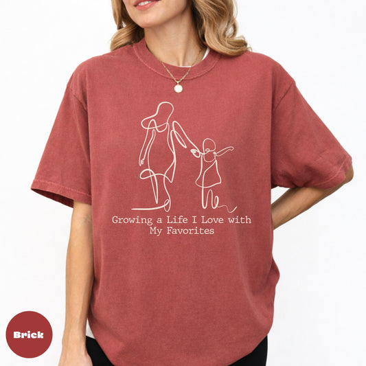 Mama Daughter Line Art Comfort Colors Shirt, Motherhood Gift