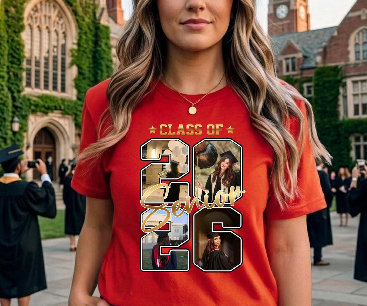 Custom Photo Senior 2026 Graduation Shirt, Personalized Graduation Tee, Senior Photo Collage Shirt