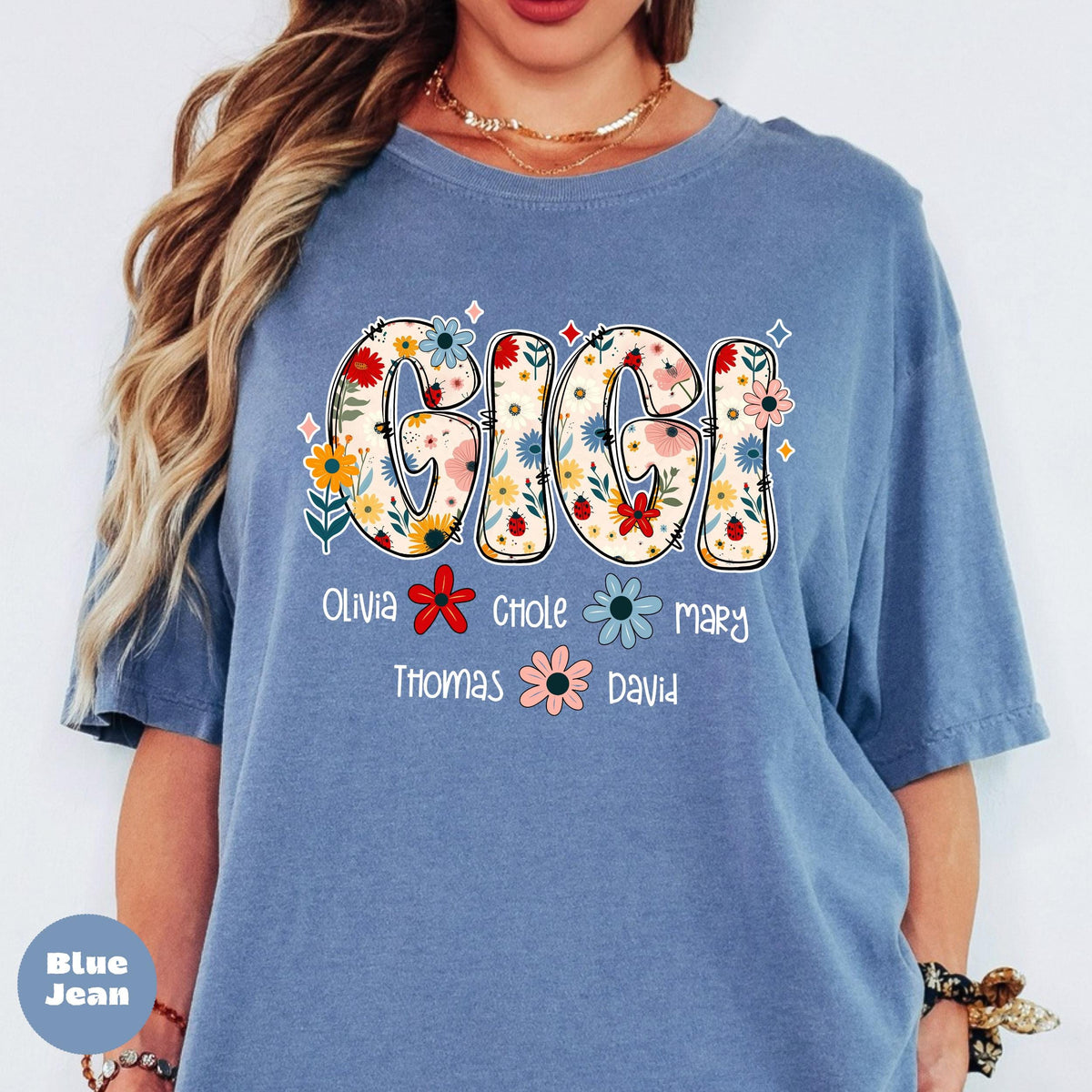 Retro Floral Mama Shirt, Personalized Name Shirt, Custom Mama Gift
