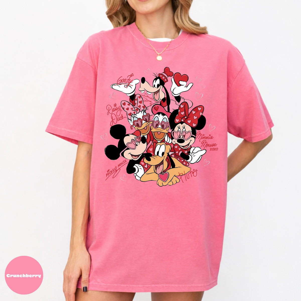 Comfort Colors Valentines Cartoon Shirt, Hearts Graphic Tee