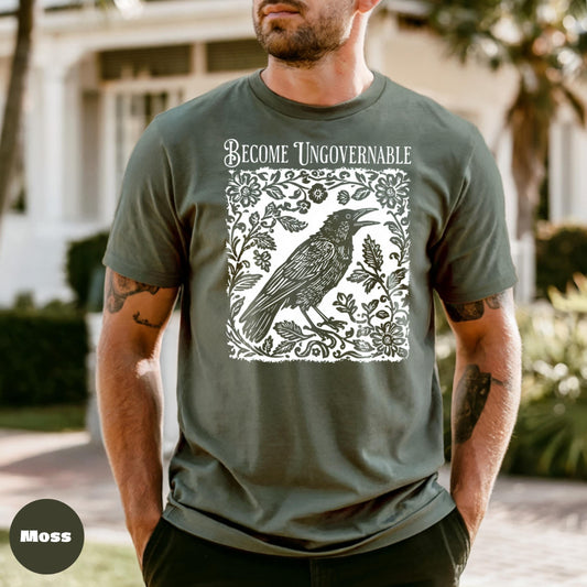 Comfort Colors Raven Graphic T-Shirt, Become Ungovernable, Vintage Style